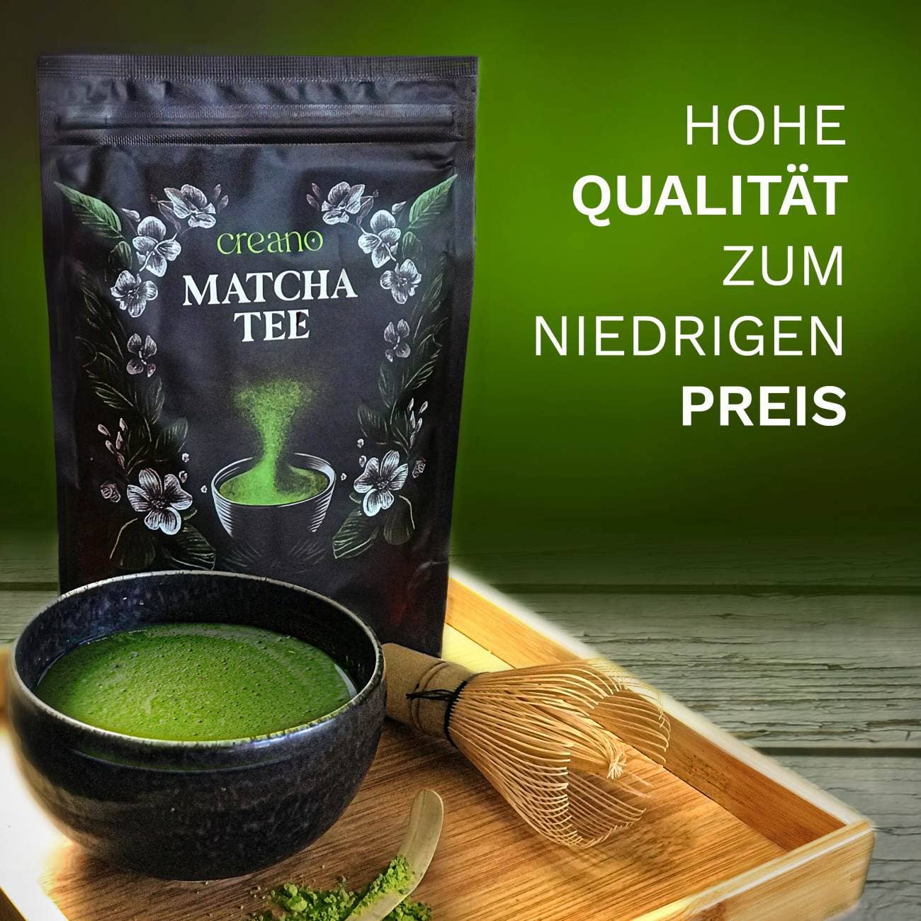 Creano Ekologiška Matcha Arbata - Premium Žalioji Arbata 100 g - Image 2