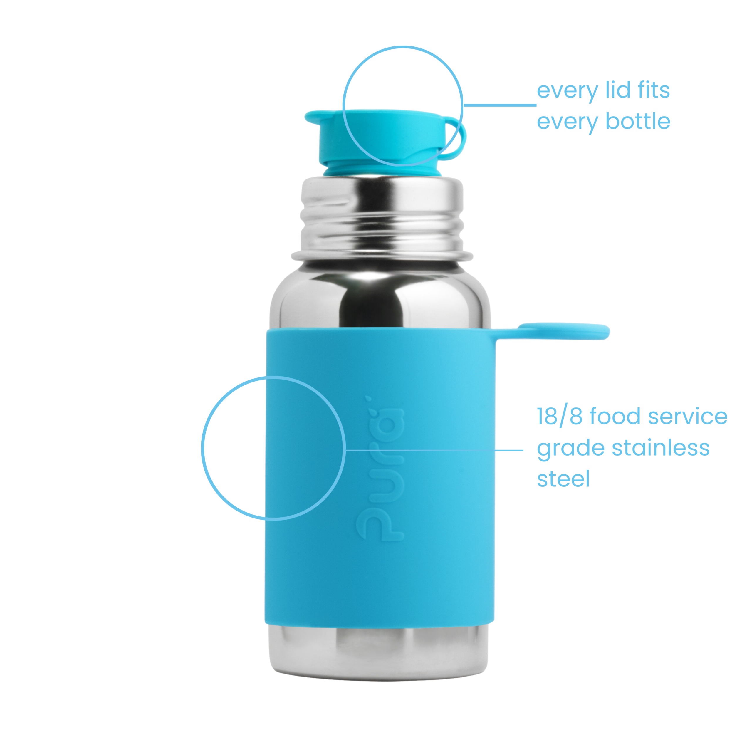 PURA Vaikiška gertuvė Sport 550 ml - Aqua - Image 2