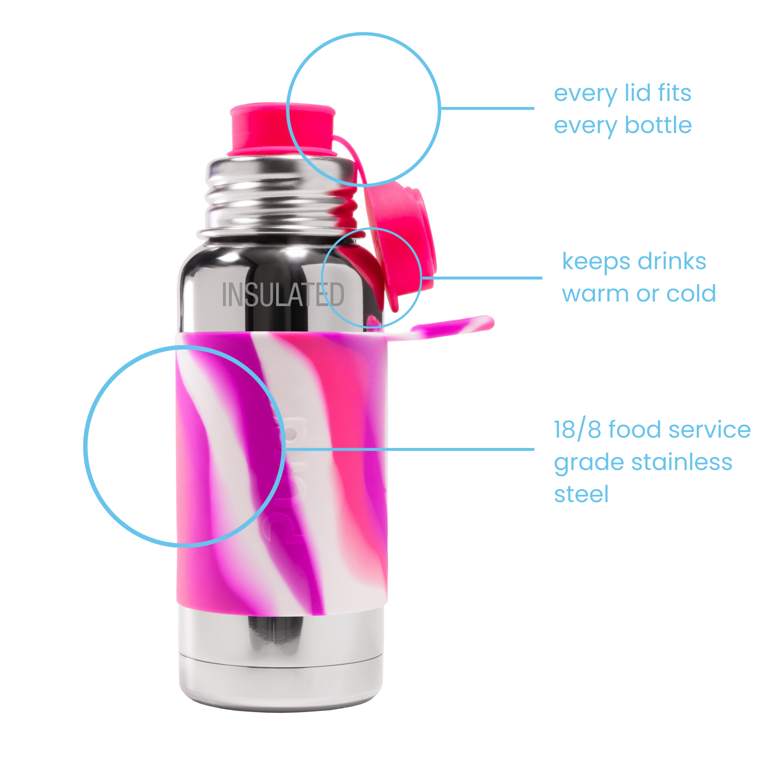PURA Vaikiška termo gertuvė Sport 470 ml - Pink - Image 3