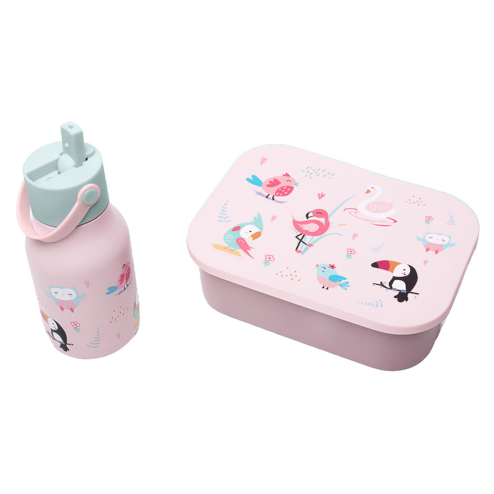 Lund Design Vaikiška gertuvė 400ml ir Pietų dėžutė 1200ml rinkinys vaikams Paukščiai